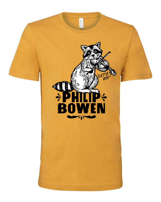 Philip Bowen "Let's Go!" Raccoon Fiddle tee - Mustard